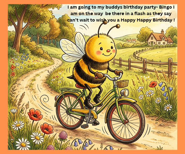 Bingo the Happy Bumble Bee Birthday Bundle – Digital Card & 6 Coloring Pages with Mailed Set