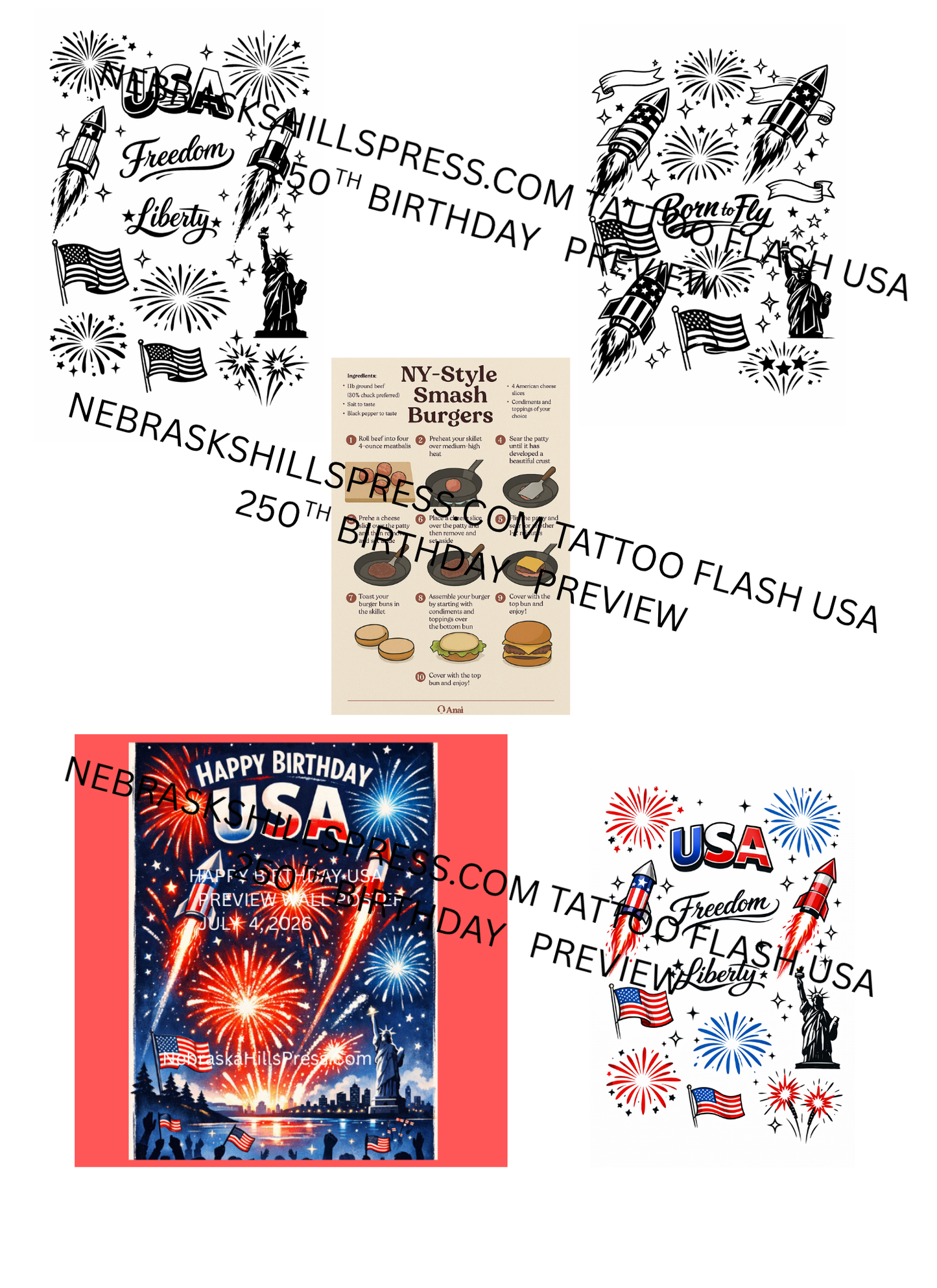 Rocket Tattoo Wall Poster & Flash Sheet – American Flag Edition