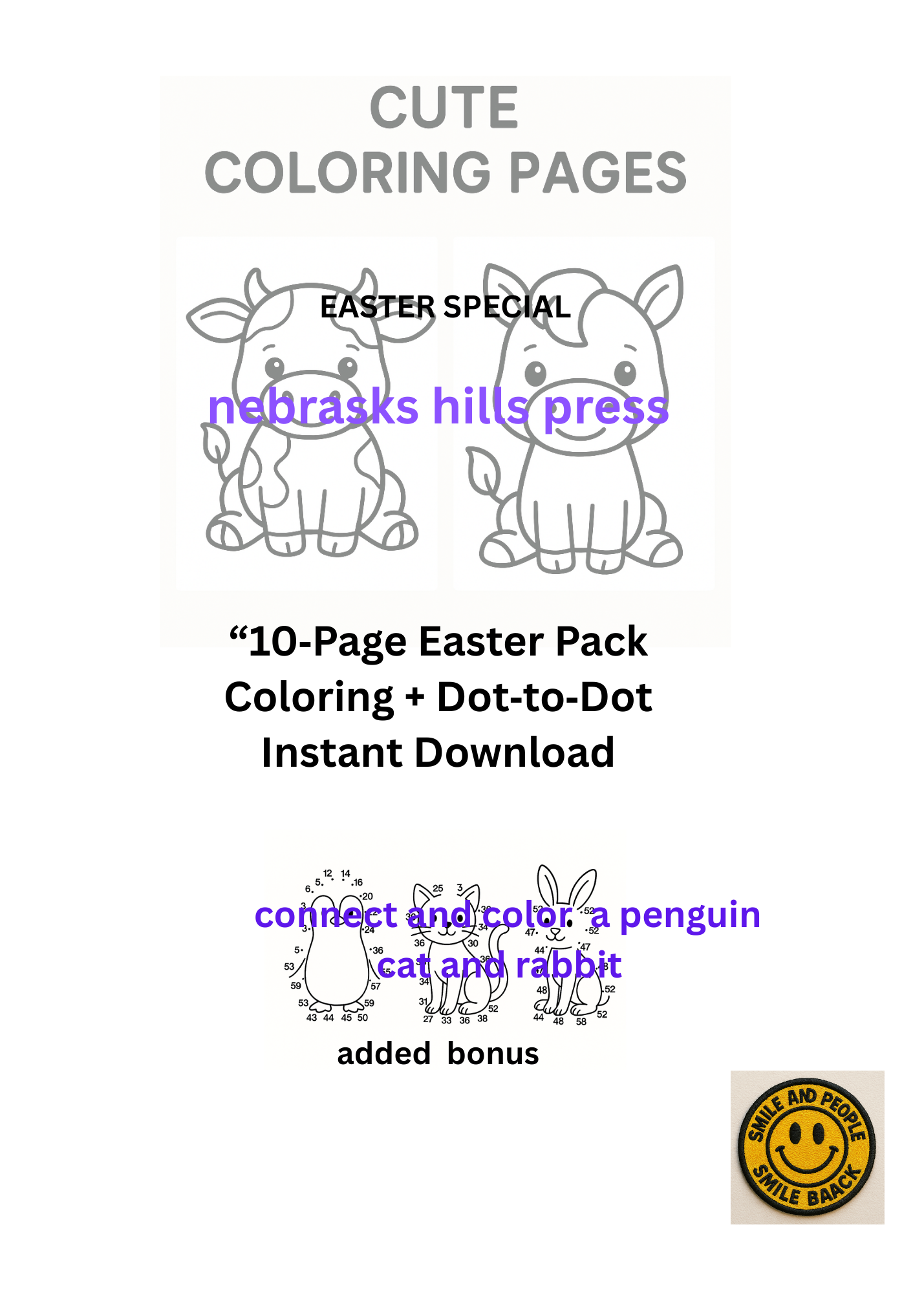 Easter Coloring & Dot‑to‑Dot Pack — 10 Printable Pages for Kids
