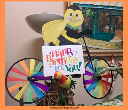 Bingo the Happy Bumble Bee Birthday Bundle – Digital Card & 6 Coloring Pages with Mailed Set