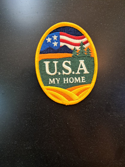 USA My Home – Embroidered Iron-On Patch