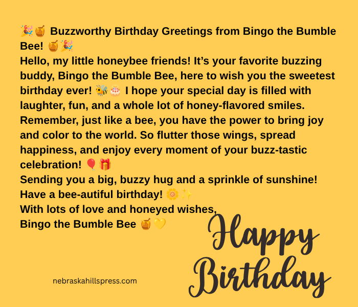 Bingo the Happy Bumble Bee Birthday Bundle – Digital Card & 6 Coloring Pages with Mailed Set