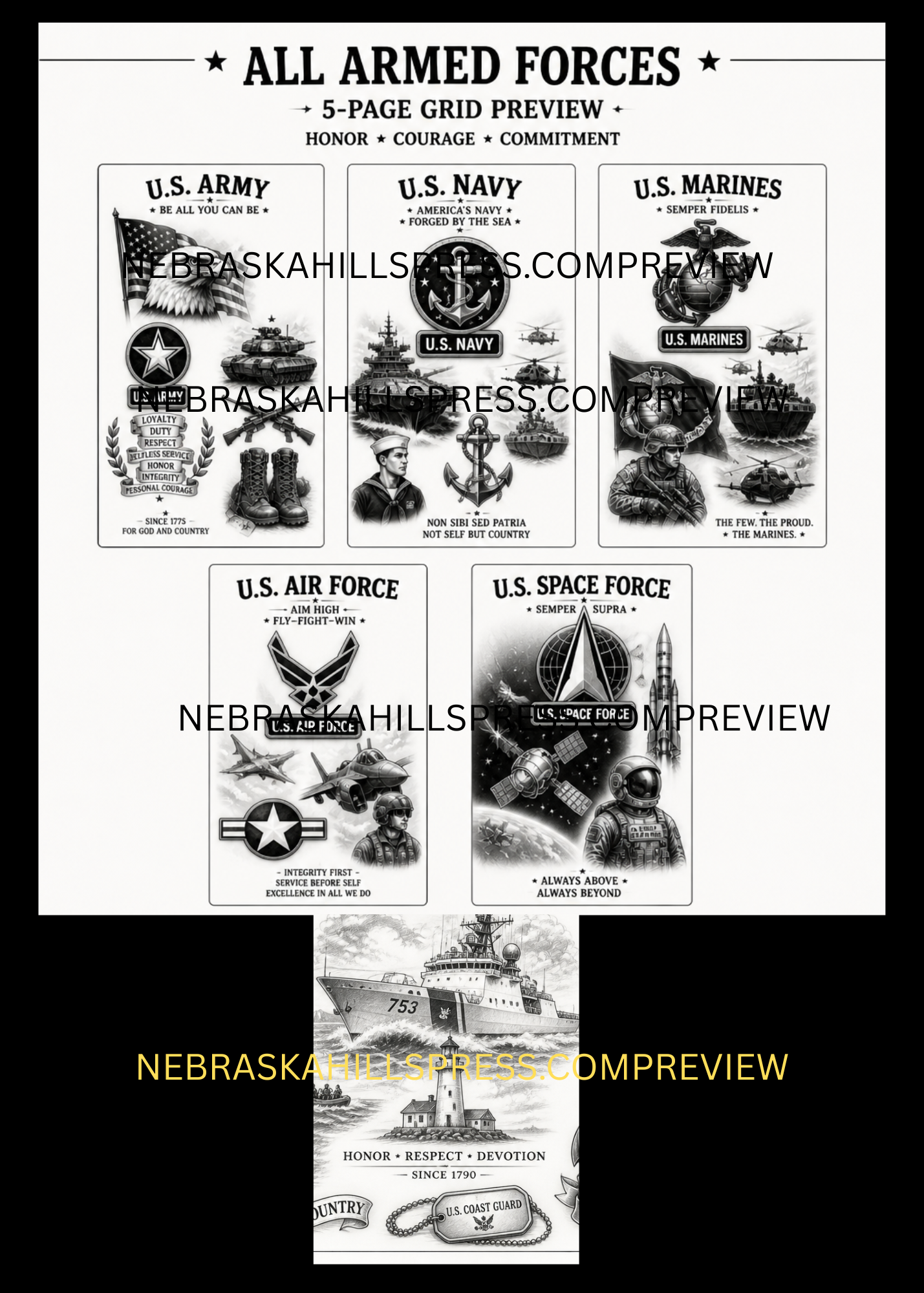 Honor the Armed Forces High Quality Flash Sheets