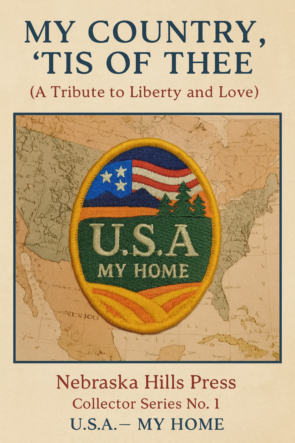 USA - MY HOME EMBROIDED PATCH WITH PREMIUM WALL POSTER