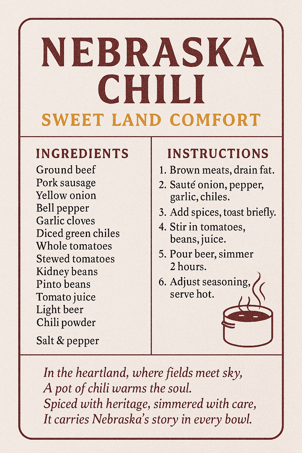 MEATBALLS ANYONE ?  NEBRASKA STYLE BURGER, CHILI. OR HOW ABOUT SMASH BURGER..FREE RECIPES