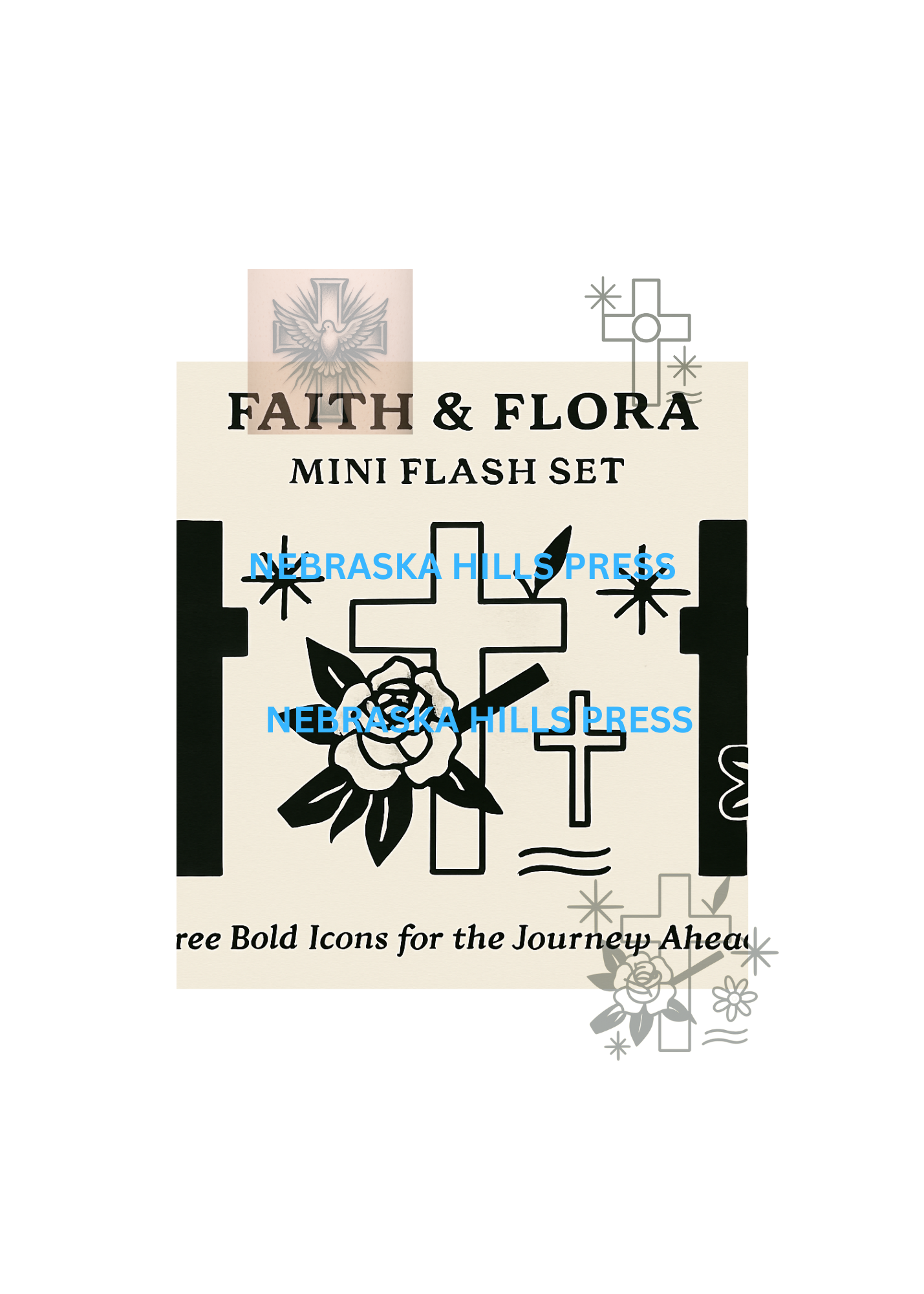 Three Crosses Tattoo Flash – Americana Faith Set