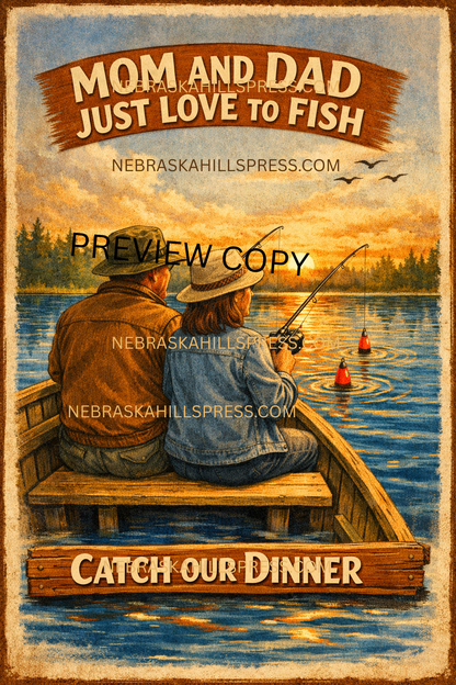 Mom and Dad Just Love to Fish – Wall Poster & Tattoo Flash