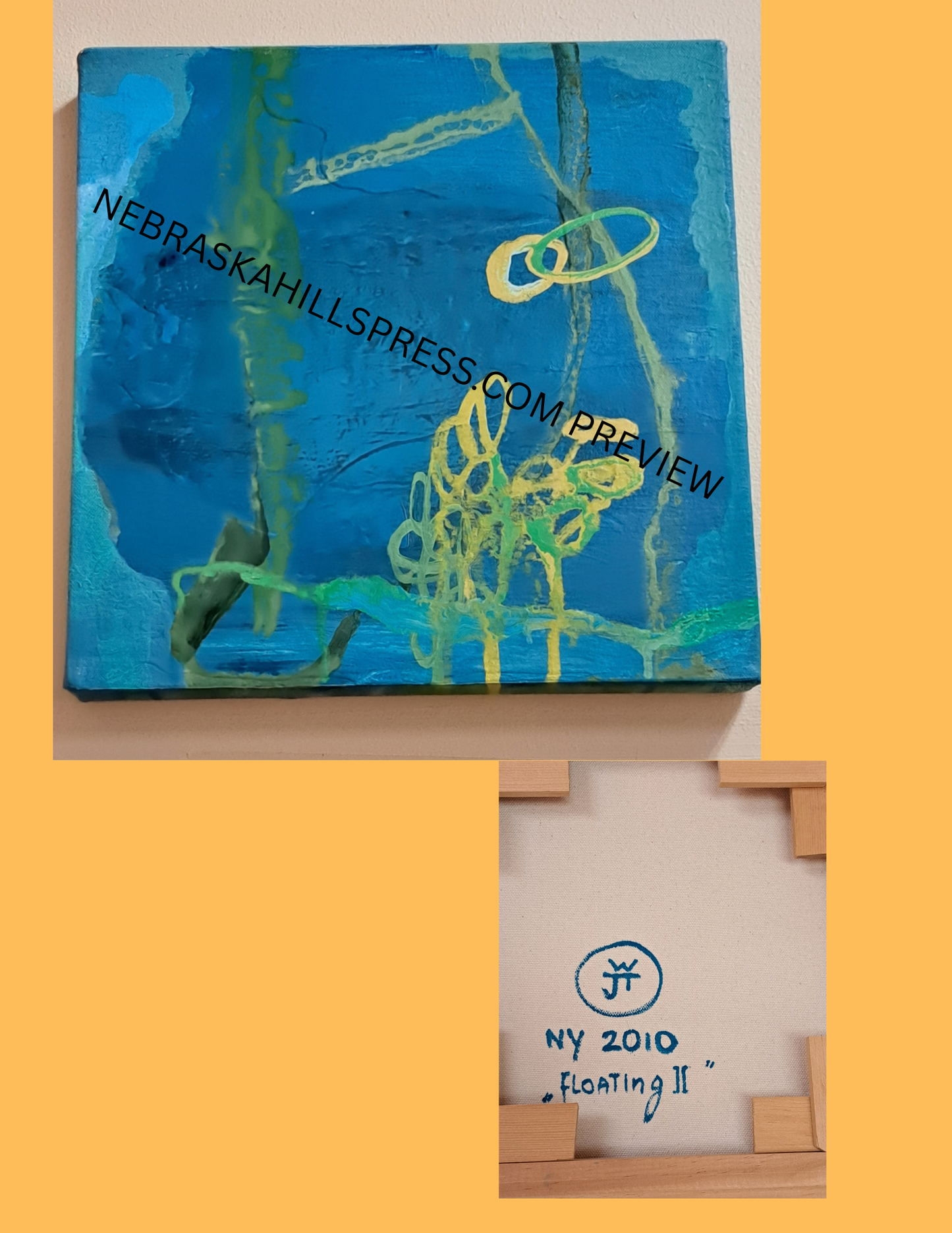 “FLOATING II” – Original 2010 Framed Painting | Signed, Titled, One‑of‑a‑Kind Artwork (12X12)