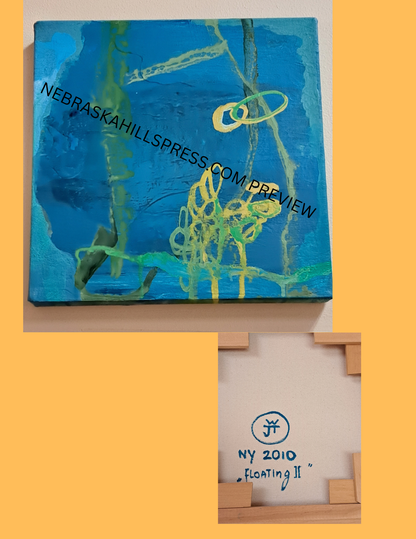 “FLOATING II” – Original 2010 Framed Painting | Signed, Titled, One‑of‑a‑Kind Artwork (12X12)