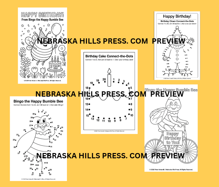 Bingo the Happy Bumble Bee Birthday Bundle – Digital Card & 6 Coloring Pages with Mailed Set