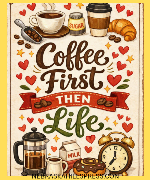 Coffee First, Then Life Sweatshirt + Downloadable Poster
