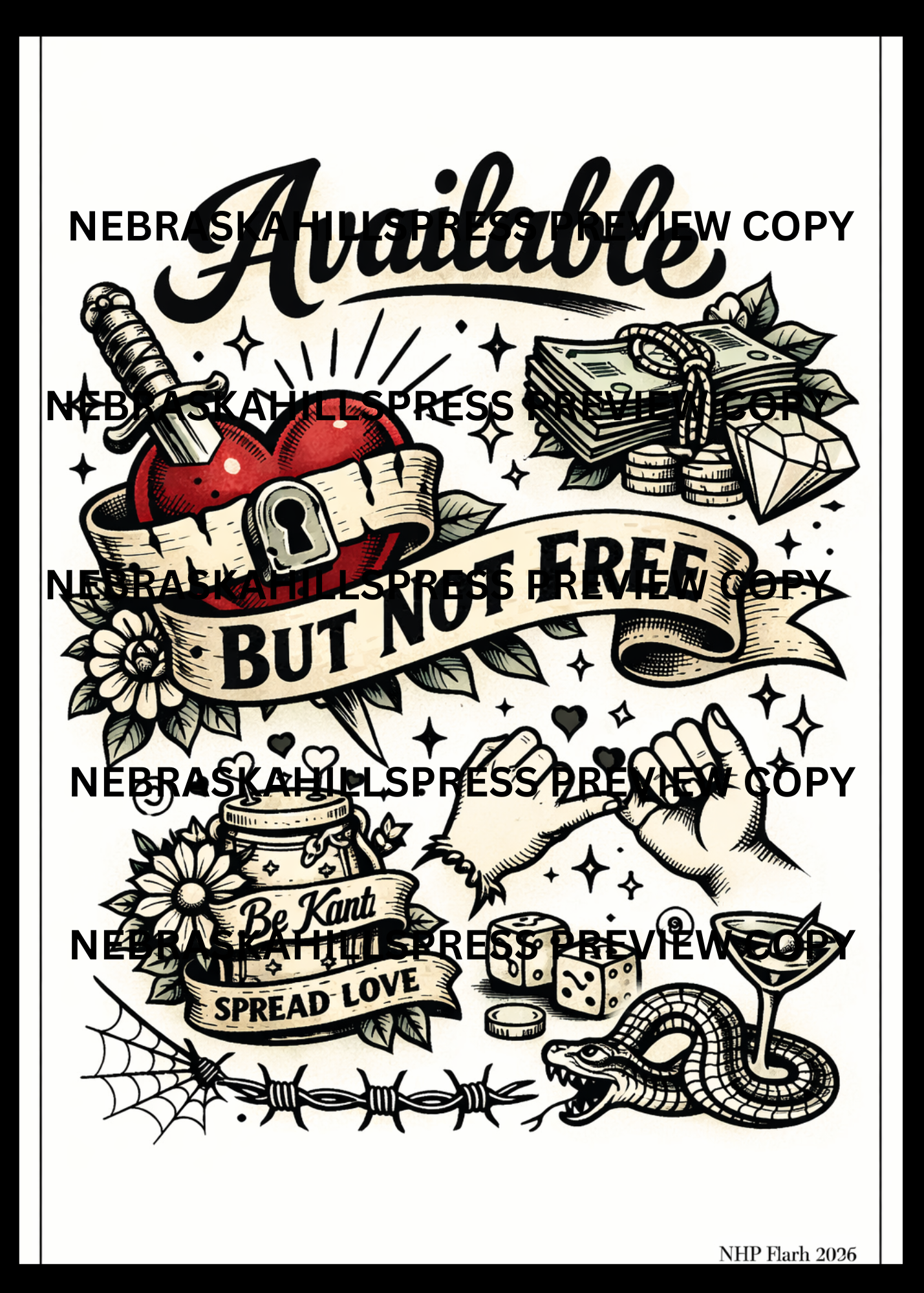 Available But Not Free + Be Kind It’s Free — Tattoo Flash Art Prints & Wall Posters
