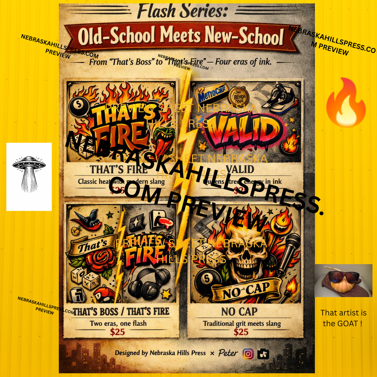 Tattoo Flash Sheet – “THAT’S FIRE”