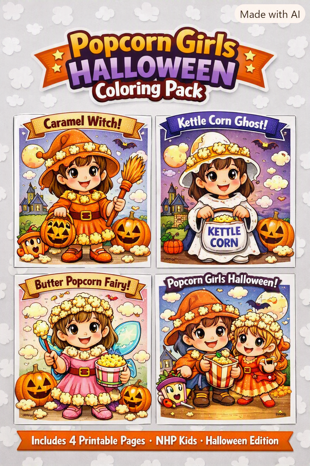 Popcorn Girls Coloring Pack + Membership Badge