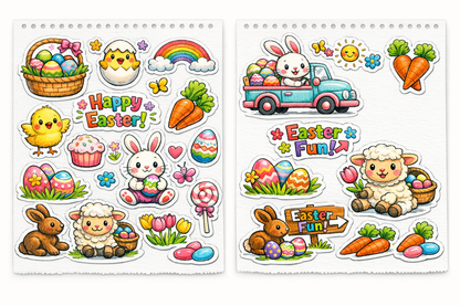 Oster-Mal- und Punkt-zu-Punkt-Paket — 10 druckbare Seiten für Kinder +2 OSTERAUFKLEBER