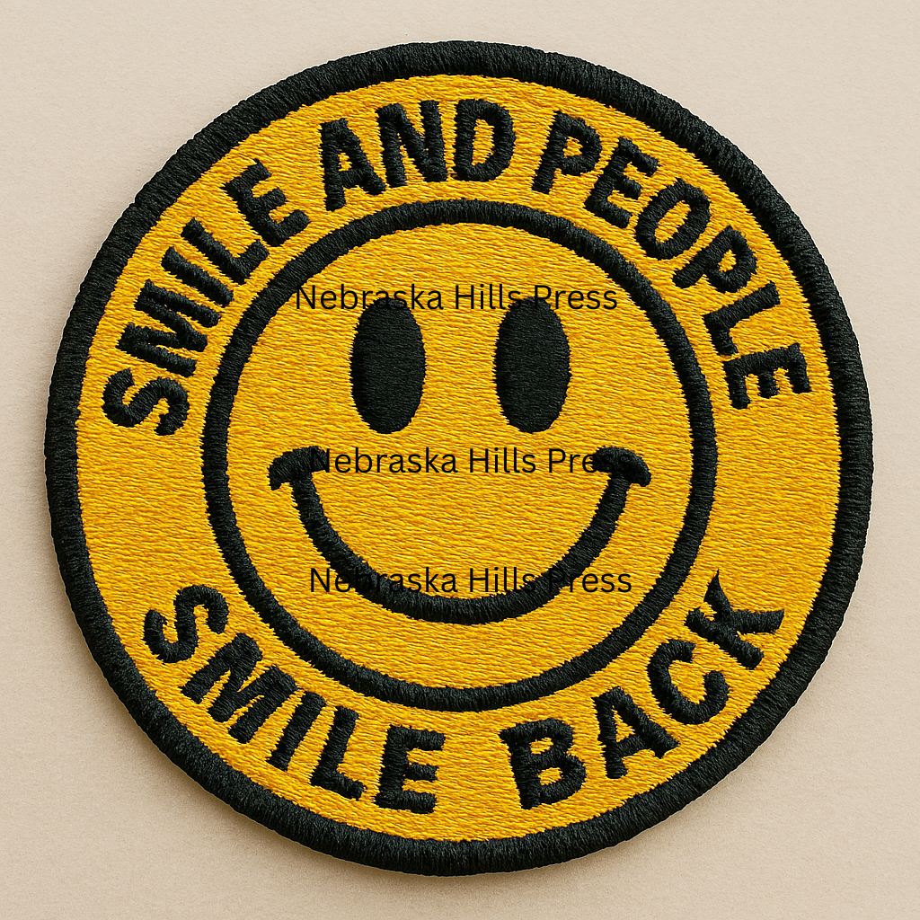 SMILE AND PEOPLE SMILE BACK – Retro Smiley Embroidered Patch