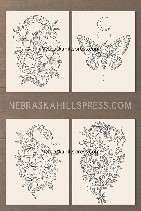 🦋 Fine‑Line Butterfly Tattoo Flash Sheet (Digital Download)