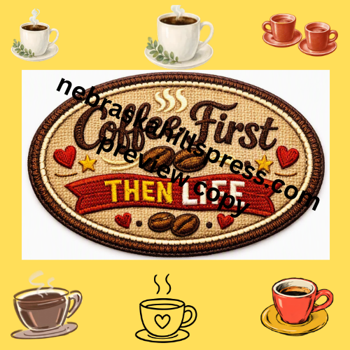 Coffee First, Then Life – Embroidered Self-Stick Patch