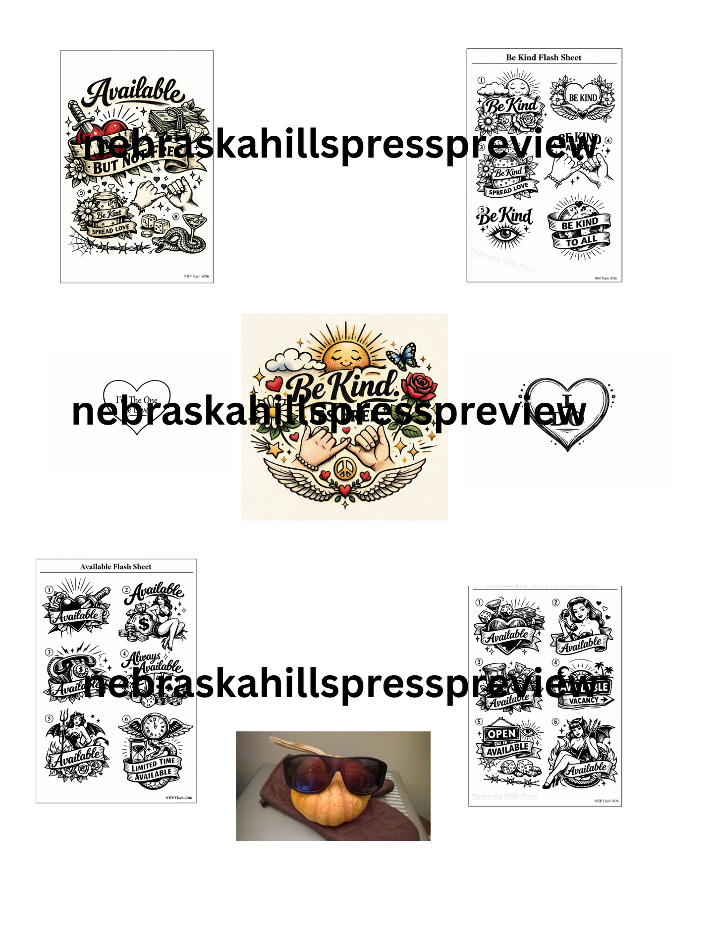 Available But Not Free + Be Kind It’s Free — Tattoo Flash Art Prints & Wall Posters