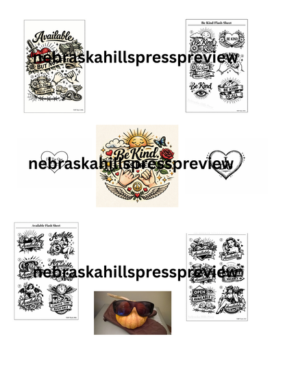 Available But Not Free + Be Kind It’s Free — Tattoo Flash Art Prints & Wall Posters