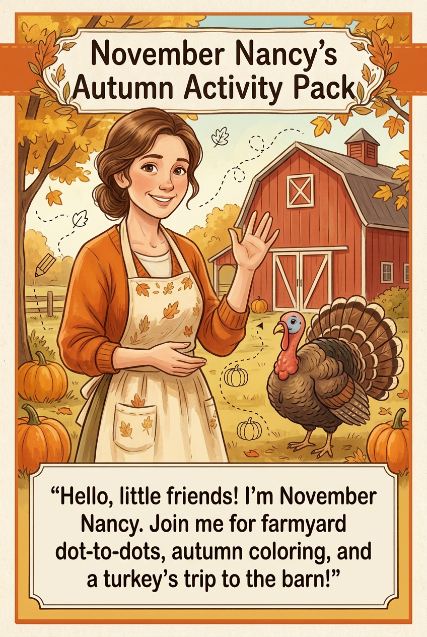November Nancy’s Autumn Activity Pack | Thanksgiving Coloring & Farm Fun