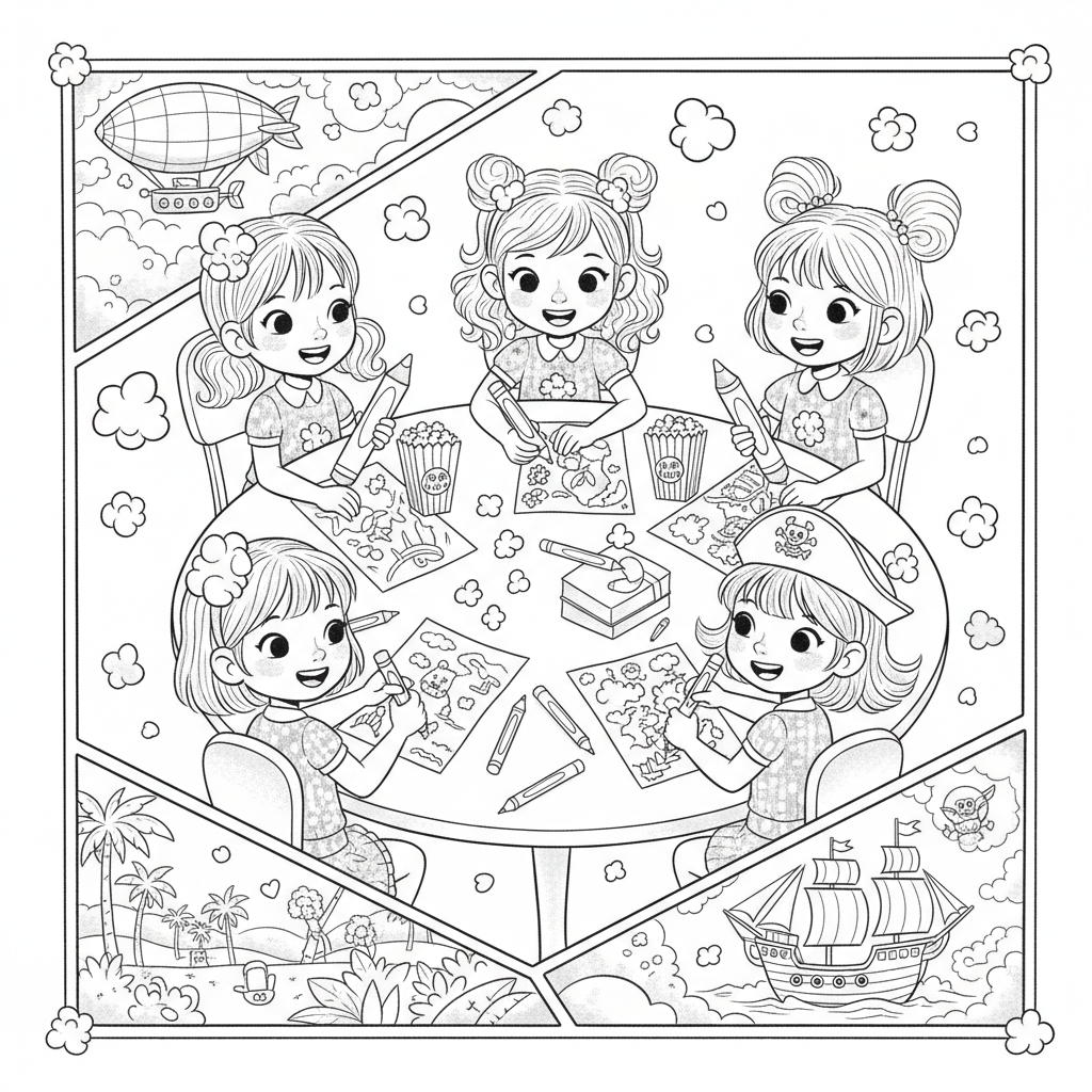 Popcorn Girls Coloring Pack + Membership Badge