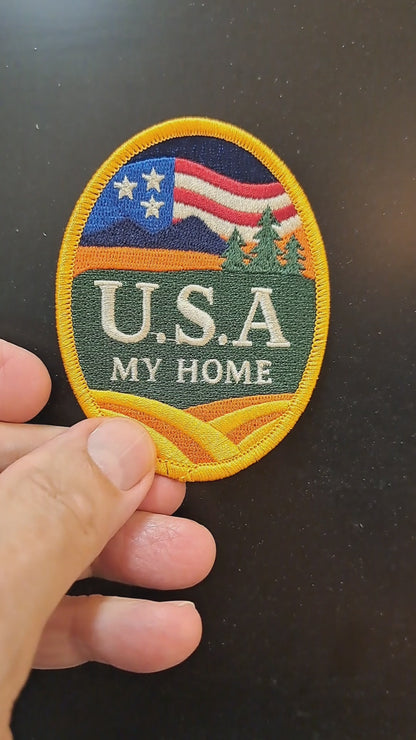 USA My Home – Embroidered Iron-On Patch