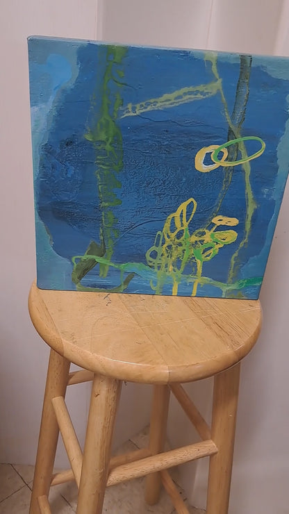 “FLOATING II” – Original 2010 Framed Painting | Signed, Titled, One‑of‑a‑Kind Artwork (12X12)