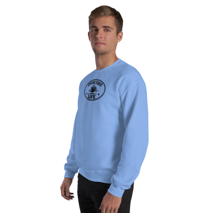 Coffee First, Then Life Sweatshirt + Downloadable Poster